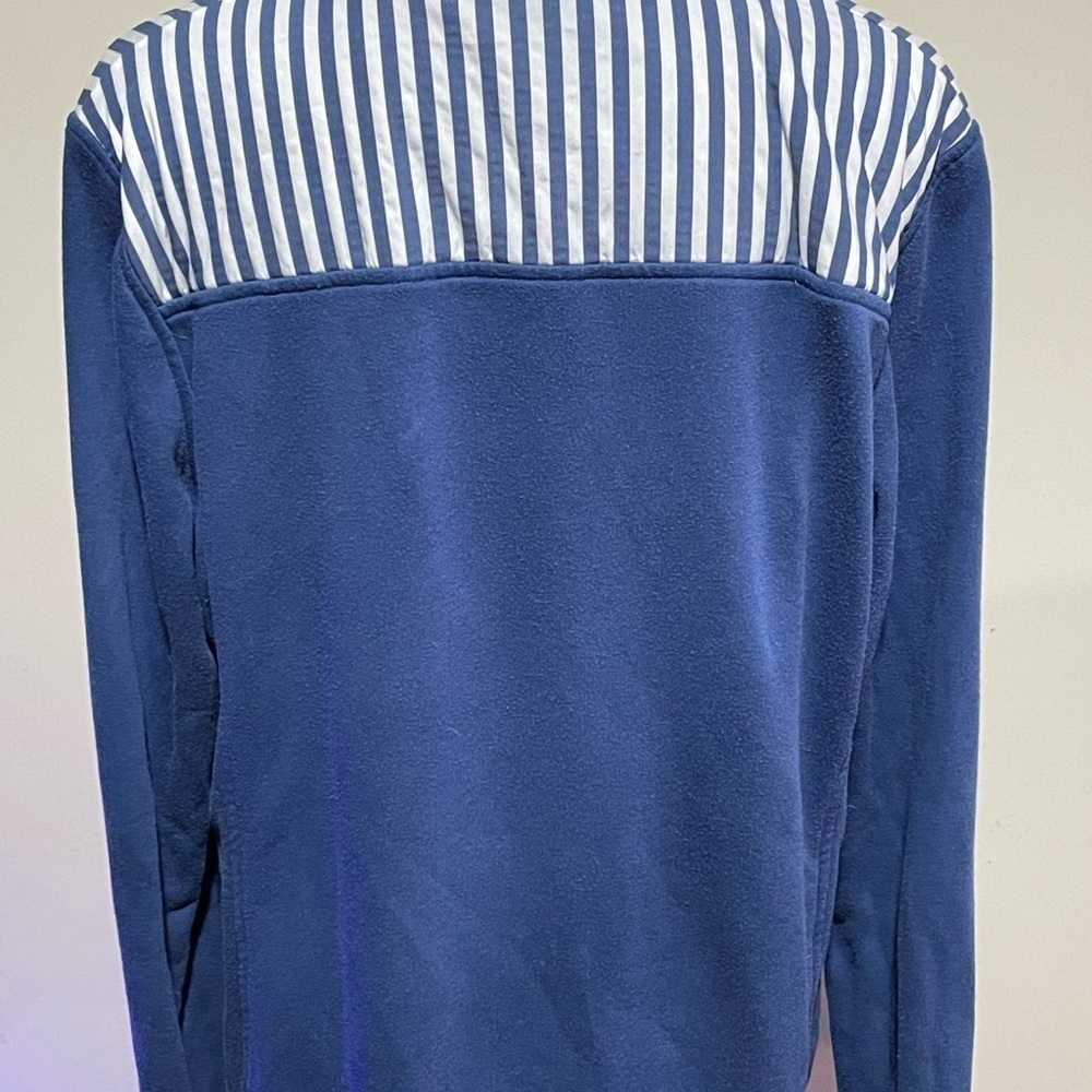 Vineyard Vines 3/4 zip sweatshirt blue with stripe collar - Picture 3 of 4